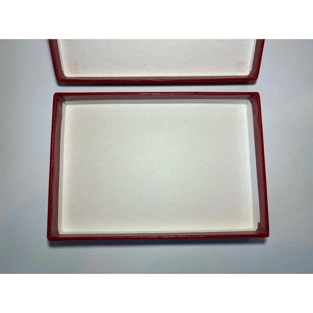 Cartier Classic Red Boardered Note Card Set-Complete Set of 10 Logo Embossed Box